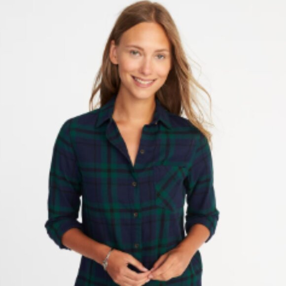 Old Navy Womens Green Flannel Size XS - Picture 1 of 7